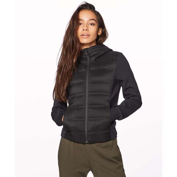 Lululemon Jacket Sz 8 Medium Down and Around Hood Black Fitted Stretch - Picture 2 of 10